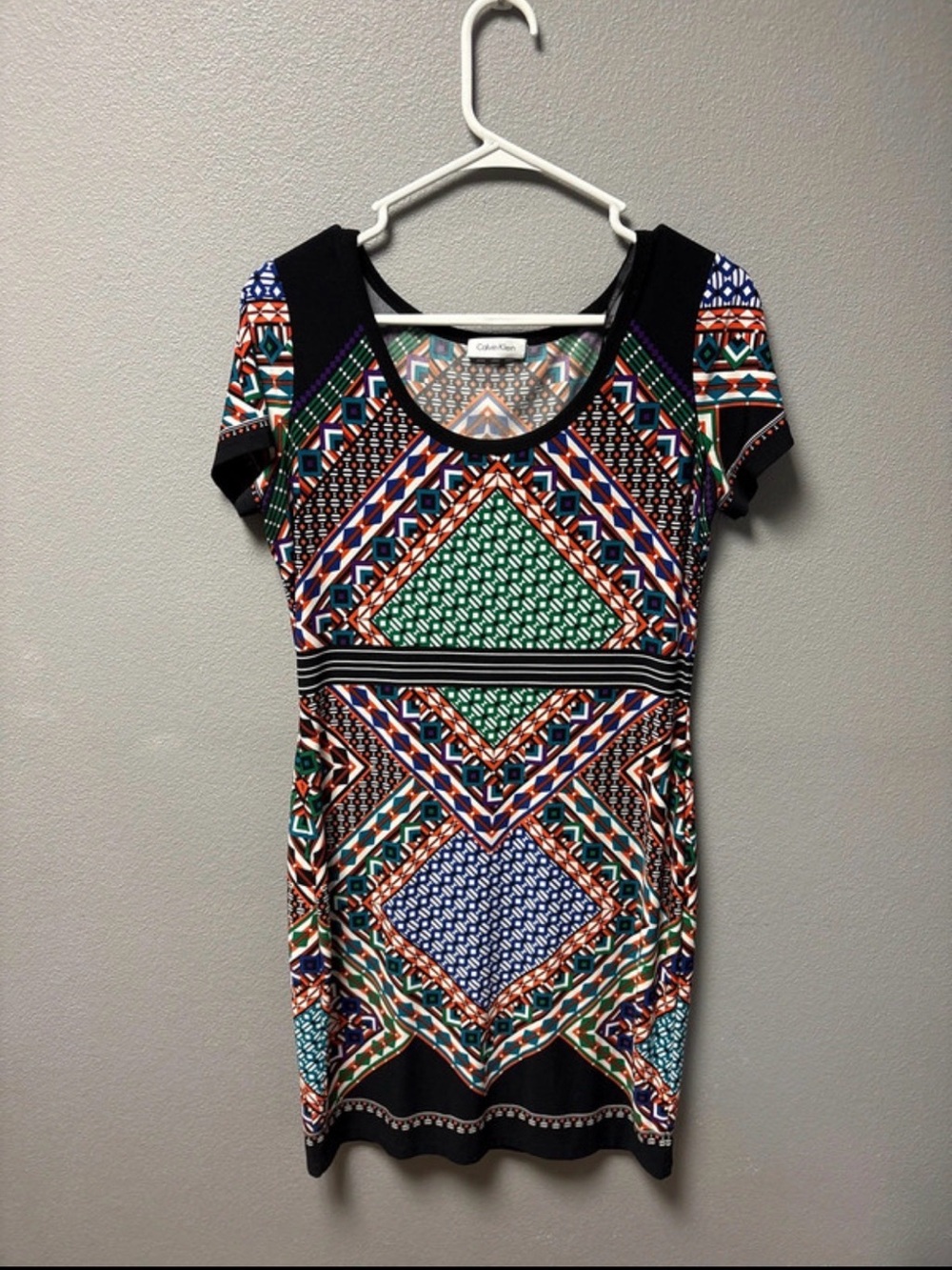 Calvin Klein Abstract Multicolor Dress, Size Petite Small
